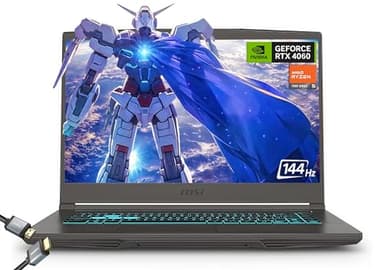 msi Thin 15.6 inch 144Hz FHD Thin Bezel IPS Gaming Laptop, AMD Ryzen 5 7535HS, NVIDIA GeForce RTX 4060 -Window 11, w/HDMI Cable (2025) (32GB RAM | 1TB PCIe SSD)