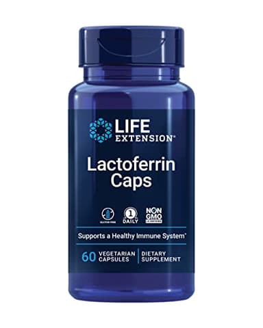 Life Extension Lactoferrin Caps, Healthy Immune Response, GI Support, Vision Health, Gluten-Free, Non-GMO, 1-Daily, Vegetarian, 60 Capsules