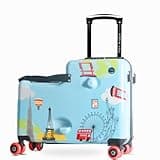 Cegali 2025 Itsy Rider 20" Ride-on Suitcase for Kids with Double Spinner Red Wheels (Blue Landmarks)