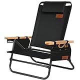 AnYoker Beach Chair, 4 Adjust Position Compact Backpack Chair, Portable Folding Chair, Camping Chair with Side Pocket, Headrest,Cup Holder,Shoulder Strap, Lightweight Hiking SDTJY (Black,Fabric)