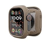 elkson Made for Apple Watch Ultra 2 1 Bumper Case 49mm Screen Protector Tempered Glass, Quattro Max Series Rugged for iWatch, Military Grade Durable Protective Cover, Flexible Shock Proof, Tan