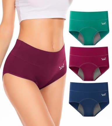 PULIOU Period Underwear for Women, Leakproof Heavy Flow Menstrual Panties, High Absorbency Postpartum Cotton Briefs-M