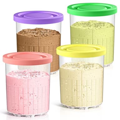 24OZ Ninja Creami Pints and Lids - 4 Pack Ninja Creami Containers, Ninja Creami Deluxe Pints, XL Creami Pint Containers Compatible with Ninja Creami Deluxe 11-in-1 NC500 & NC501 Series Ice Cream Maker