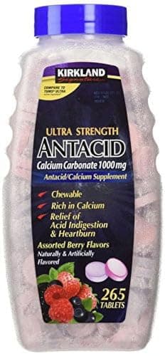 Kirkland Signature Ultra Strength Antacid Calcium Carbonate 1000 MG Assorted Berry Flavors (265 Tablets)