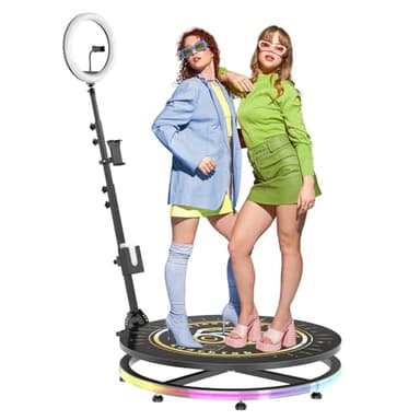 MWE 360 Photo Booth Machine for Parties with Flight Case,Software APP Remote Automatic 360 Spin Camera Video Booth (Light Box, 23in)