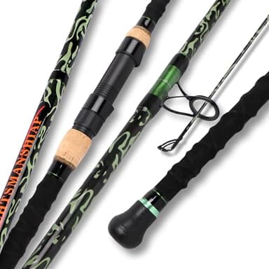 Fiblink Surf Fishing Rod,Carbon Fiber Spinning Surf Rod,2Piece/3Piece/4Piece Travel Fishing Rod,Green Camouflage Pattern Design,Surf Fishing (15' - Heavy - 20-40lb - 4pc)