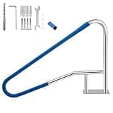 GarveeLife Pool Handrail, 55"x32" Pool Railings for Inground Pools, Swimming Pool Safety Handrails 375lbs Load Capacity, 304 Stainless Steel Pool Stair Rail with Grip Cover, Quick Mount Base Plate