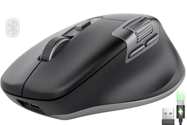 SABLUTE Ergonomic Wireless Mouse for Laptop with Ultra-Fast Scrolling, Side Scroll, Wired+2.4G,+2 Bluetooth, 5 Programmable Buttons, 8K DPI, 800mAh Rechargeable, MAM6 Quiet Office Mice for PC, Desktop