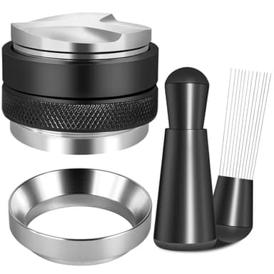 Reoszeank 51mm Espresso Accessories Kit, Coffee Distributor and Tamper Leveler, WDT Tool and Dosing Funnel Set Fits Delonghi 51 mm Espresso Machines and Portafilters