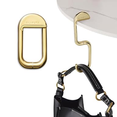 KLIPSTA FLIP Bag Hook - Newly Redesigned. Portable Purse Hanger for Table with Magnetic Closure - Now Holds up to 50 lbs (Gold)