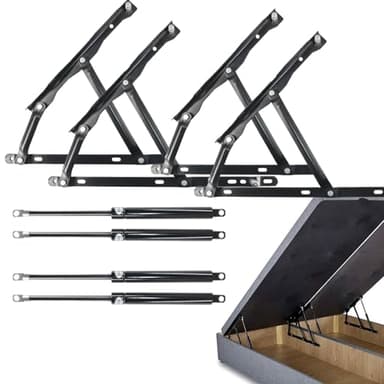 Ywie up Heavy Duty Hydraulic Storage Bed Lift Mechanism – 85kg Weight Capacity, Foldable Spring Hinge Design for Mattress Box & Sofa Bed Space-Saving 4-Pack Set