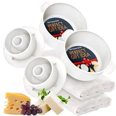 2 PCS Cheese Mold 1,6QT - Follower - Cheesecloth 100% Cotton for Semi-Hard and Hard Cheeses- Homemade Cheese Making Supplies - Molde Para Queso Fresco Casero