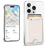 TopMade for MagSafe Wallet with Finder Tracker Works with Apple Find My App, Magnetic Wallet with GPS Tracker Card Holder for iPhone 16 15/14/13/12 Leather RFID Bloking Fit 4 Cards, Ivory