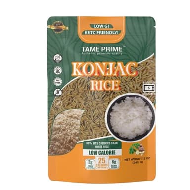 Tame prime dried Shirataki rice, Konjac rice 12 oz, Keto Friendly,Low GI,80% less calories than white rice.