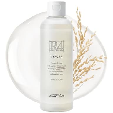 NATURECLASS R4 Hydrating Rice Toner – Glass Skin, Toner for Face, Deep Moisturizing, Rice Water, Hyaluronic Acid, Squalane, Korean Skin Care, Fragrance Free, Sensitive Skin, 6.76 fl oz