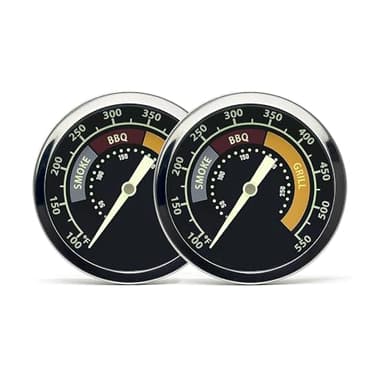 Accurate Grill Thermometer 2 Pcs for Oklahoma Joe’s Smoker, 3695528R06 for Longhorn/Highland Offset Smokers, Glowing Temperature Gauge for Charcoal/Wood/Pellet Grills with 13/16” mounting Hole