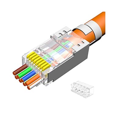 VIVOCH 50 Pcs Cat7 RJ45 Pass Through Connectors, C7 Pass Through Plugs, Cat7 2-Piece Metal Shielded RJ45 Ends FTP 8P8C Modular Network Plug Connector
