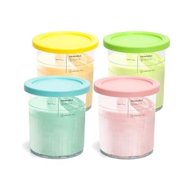 4 Pack Ninja Creami Deluxe Pints & Lids, 24oz Family Size XL Cups for Ninja Creami 11-in-1 NC501 NC500 Series Deluxe Ice Cream Maker
