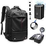 BELL BEAR Airback Backpack with Pump, Vacuum Backpack for Travel, Vacpack Backpack Multifunctional Airback Max Capacity. Anti-Theft Air Vacuum Compression for Airplanes (Black)