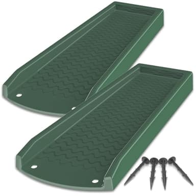 NAACOO 2 Pack Downspout Splash Block, 24" Rain Gutter Downspout Extensions/Extender with 4pc Fixing Nails, Drainage to Protect House Foundations(4 Piece|Dark Green)