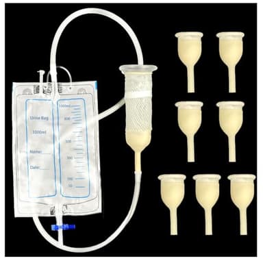 External Catheters Condom for Men, 7pcs External Urinary Catheter for Incontinence Male,Home Use, Self-Sealing, 1000ml Leg Bag & 2000ml Urine Bag, Leak-Proof Urine Drainage System 35MM