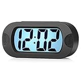 Plumeet Kids Alarm Clock Large Digital LCD Travel Alarm Clocks with Snooze and Night Light - Ascending Sound and Handheld Size - Best Gift for Kids (Black)