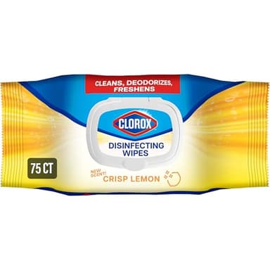 Clorox Disinfecting Cleaning Wipes Flex Pack, Bleach Free, Crisp Lemon, 75 Count (Pack May vary)