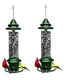 Brome,Squirrel Buster Plus 6"x6"x28" (w/hanger) Wild Bird Feeder with Cardinal Ring and 6 Feeding Ports, 5.1lb Seed Capacity, 2 Pack