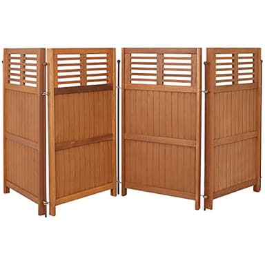 Sunnydaze 44" H Folding Outdoor Wood Privacy Screen - Portable Outdoor Privacy Screen for the Patio or Deck
