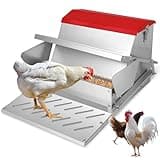 Large Automatic Chicken Feeder-25lb Metal Treadle Poultry Feeder, No Waste Rat Proof Chicken Feeder with Sturdy Galvanized Steel Build and Weatherproof Locking Lid for Duck, Fowl, Pheasant Outdoor