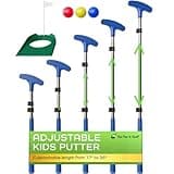 Go For It Golf Kids Putter - Extendable Shaft for Junior Golfers - Adjustable Size for Right and Left Hand - Perfect Training Club for Kids - Includes 3 Balls, Cup with Flag - Blue, 17"-35"