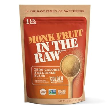 MONK FRUIT IN THE RAW, Golden 16 oz Baker's Bag, Pack of 1, Natural Monk Fruit Sweetener w/Erythritol, Sugar-Free