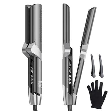 Quico Air Straightener, Ionic Wet to Dry Hair Straightener with High-Speed Airflow, 5 Temps & Dual Voltage 2-in-1 Flat Iron and Hair Blow Dryer Straightener, No Heat Damage, No Hot Plates, Black Grey