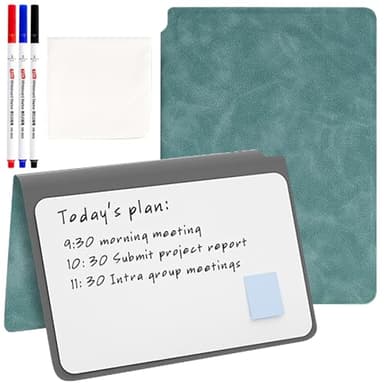 SAYEEC Whiteboard Notebook, Portable Dry Erase Board Fineliner Pens, PU Cover Erasable Handheld White Board Reusable Drawing Notebook Easel Pad for Meeting Business Office School (Blue)