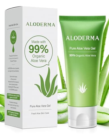 Aloderma 99% Organic Aloe Vera Gel for Face Made within 12 Hours of Harvest - Natural Hydrating Pure Aloe Vera for Soothing Skincare - Moisturizing Aloe Gel for Skin, Face, & Sensitive Skin, 4.02 oz