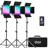 GVM RGB Video Lighting, 360° Full Color Led Video Light with APP Control, 3 Packs 850D Photography Lighting Kit CRI 97, YouTube, Aluminum Alloy Shell