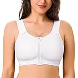 CYDREAM Zip Front Closure Wireless Bras for Women Full Coverage Post Surgery Compression Back Smoothing Comfort Adjustable (US, Alpha, Medium, Regular, Regular, White)