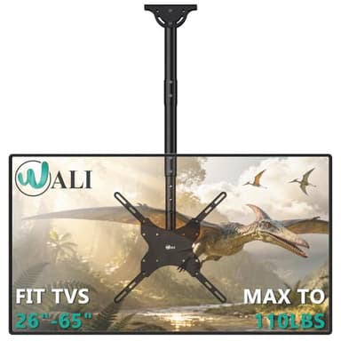 WALI Ceiling TV Mount for 26-65 Inch LCD LED OLED 4K TVs, Hanging Pole Ceiling Mount TV Bracket Up Down, TV Ceiling Mounts for Gym Patio Gazebo, up to 110 lbs, Max VESA 400x400mm (CM2665), Black