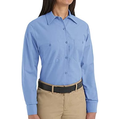 Red Kap Women's Long Sleeve Industrial Work Shirt, Light Blue, Small