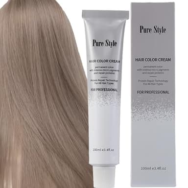 YSNSTYLE-PureStyle 3.4 fl oz(100ml) Hair Color Cream, Ammonia-Low Permanent Hair Dye with Nourishing, Milk Tea Ash Brown Long-Lasting Color, At-Home Salon Quality Warm Beige Brown Hair Coloring