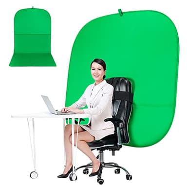Portable Green Screen Chair, 59 in Greenscreen Backdrop with Stand Double Sided Foldable Green Background, Chroma Key, for Video Chats and Meetings, Photography, Photo Zoom, Streaming Games