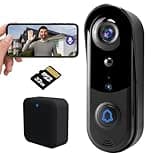 Wireless Video Doorbell Camera with Chime, Smart Home Surveillance Indoor/Outdoor, No Monthly Fee, AI Human Detection, Two Way Audio, Live View, Night Vision, 2.4G WiFi, with 32G SD Card Storage (J1)