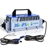 DC HOUSE 36V 25A Lithium Battery Charger, 900W Fast Charger, Charging Efficiency ≥ 93%, IP65 Waterproof Anti-Fall with Cooling Fan, Suitable for 36V Golf Cart,Trolling Motor, Forklift LiFePO4 Battery