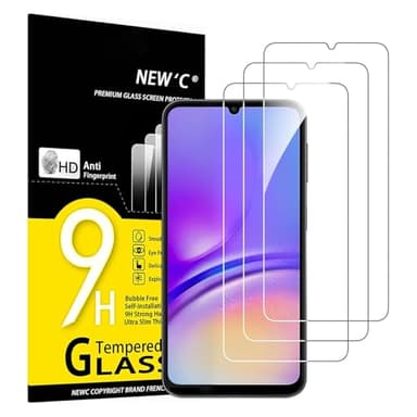 NEW'C 3 Pack Designed for Samsung Galaxy A07 2025, Galaxy A05, A05s Screen Protector Tempered Glass,Case Friendly Scratch-proof, Bubble Free, Ultra Resistant