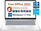 HP 17.3" Business Laptop, Free Microsoft Office 2021 with Lifetime License, Widescreen FHD 1920x1080 Display, Intel 6-Core i3-1215U 4.4 GHz,8GB RAM, 256GB PCIe SSD Webcam, HDMI, Windows 11 Pro