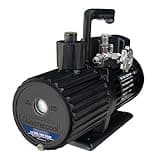 Mastercool 90612-2V-110-BL Black Series 12 CFM Two Stage Vacuum Pump with Thermally Protected Motor, Dual Voltage 110/220V, High-Volume Fan, and Oil Drain Valve