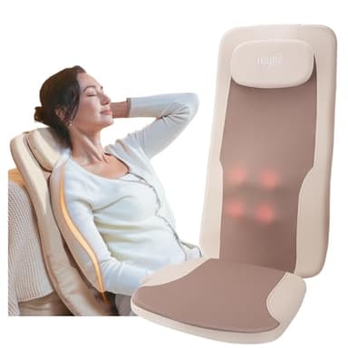 Mynt FSA Eligible HSA Approved Back Massager, Chair Massager with Soothing Heat, Flexible Massage Chair Pad with Soft S-Curve Longer Track Adjustable Pillow for Diverse Body Contours, Christmas Gift