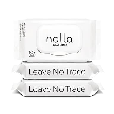 Nolla Flushable Wipes - 100% Plant-Based and Biodegradable - Soft, Unscented + Soothing Aloe and Vitamin E - For Adults and Kids 180 Count (3 Packs of 60)