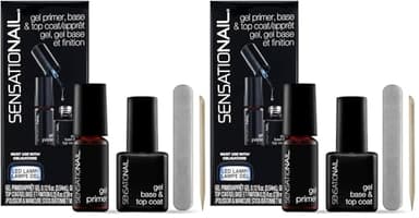 Sensationail Base and Top Coat Gel Polish Refill Kit - Includes Gel Primer, Black, 0.37 Fl Oz (Pack of 2)