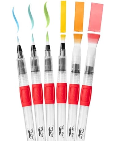 Mr. Pen- Watercolor Brush Pens, 6 Pack, Watercolor Brushes Set, Watercolor Pens for Adults, Water Brush Pen, Water Color Pens, Watercolor Brush Set, Refillable Brush Pen, Water Brushes for Watercolor